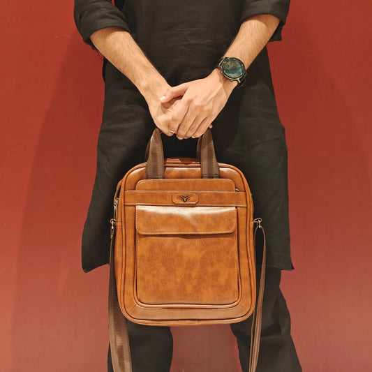 Cross Messenger Bag | Tan Pre Pocket – A-001