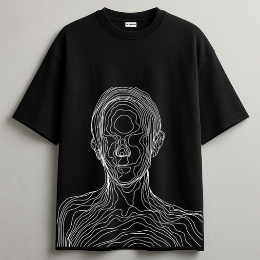 llusion Face Oversized Unisex Black Tee-SP-002-BL