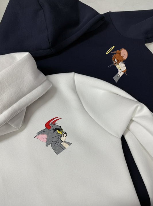 Tom & Jerry Embroidered Hoodie & Sweatshirt Combo-EM-005