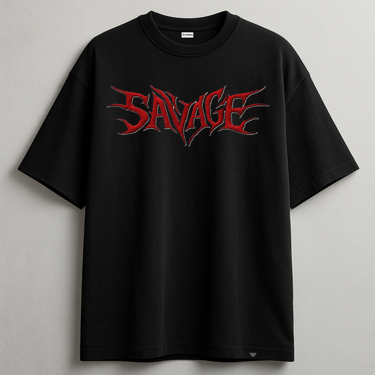 Savage Oversized Black Tee-DP-049-BL