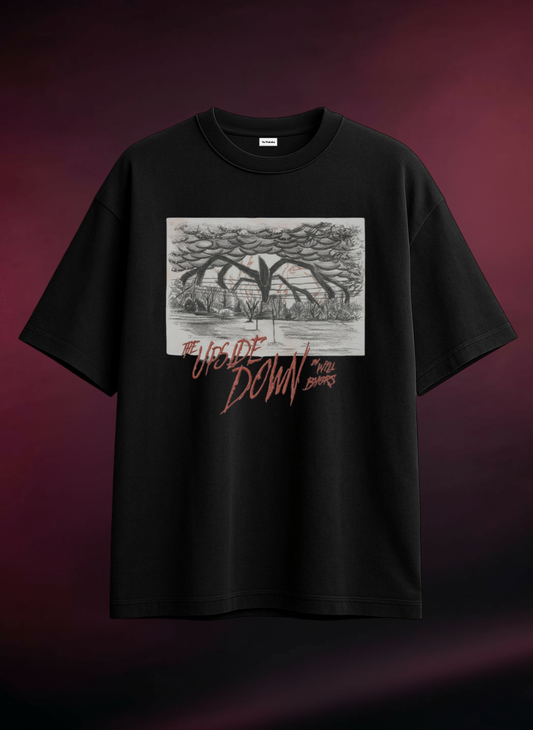 Stranger Things Oversized Black Tee-DP-064-BL