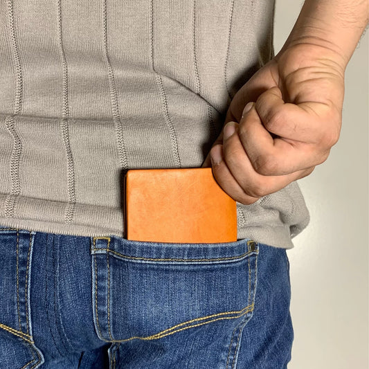 Leather Purse For Men in Orange Color – WAL – 005