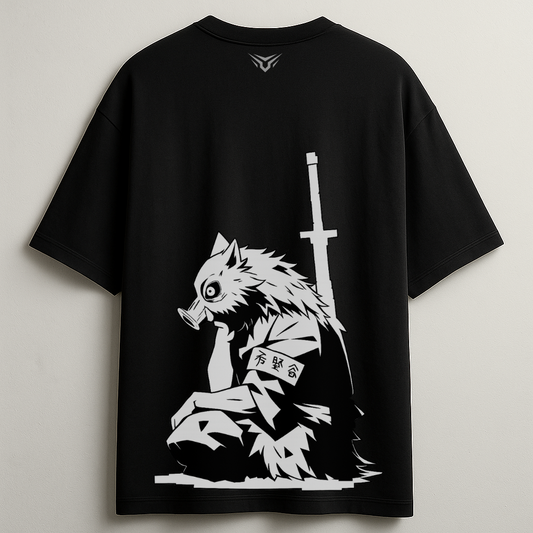 Inosuke Hashibira Black Oversized Tee-DP-040-BL