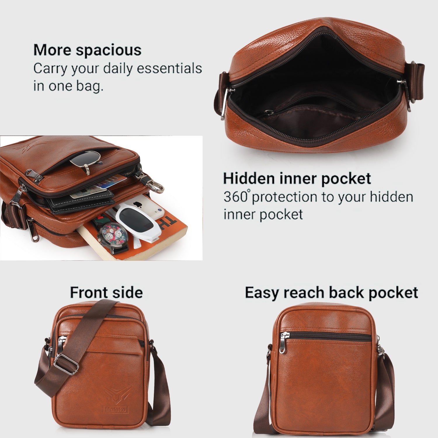Ya Maleko Tan Sling Bag For Men – A-006