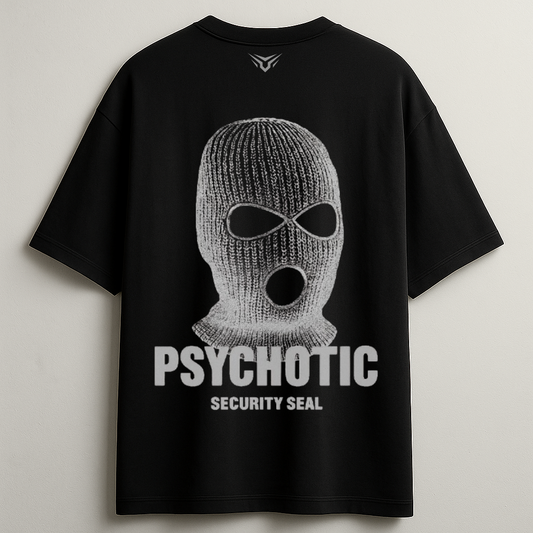Psychotic Oversized Black Tee-DP-044-BL