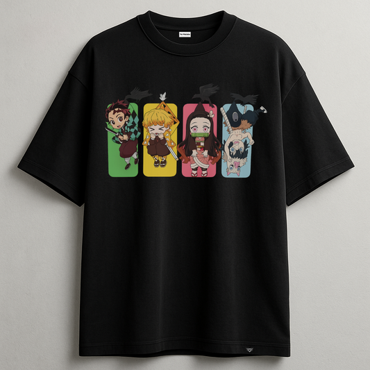 Demon Slayer Black Oversized Tee-DP-039-BL