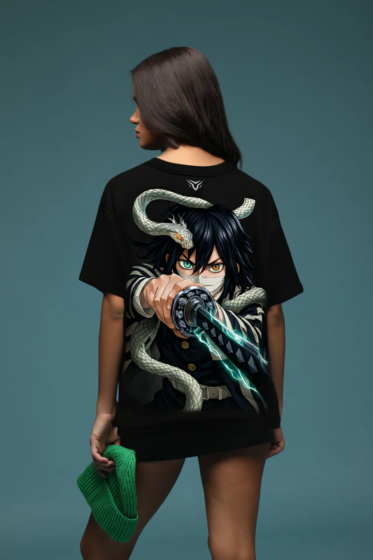 Unisex Obanai Iguro Oversized Tee-DP-023-BL