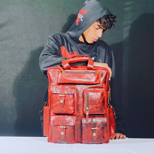 Vintage Cherry Leather Backpack for Men-LB-001-CH