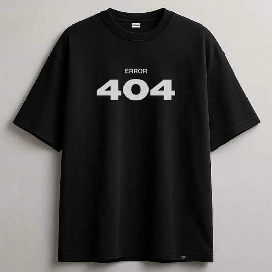 404 Error Oversized Black Tee-DP-046-BL