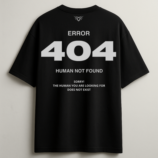 404 Error Oversized Black Tee-DP-046-BL