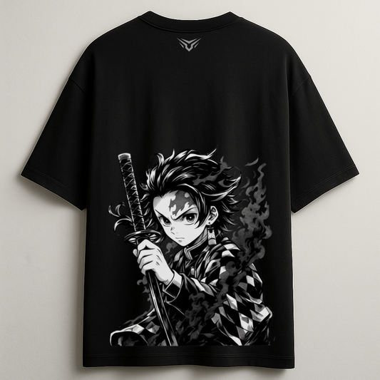 Tanjiro Kamado Oversized Black Tee-DP-062-BL