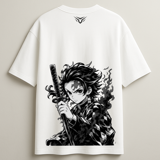 Tanjiro Kamado Oversized Black Tee-DP-062-WH