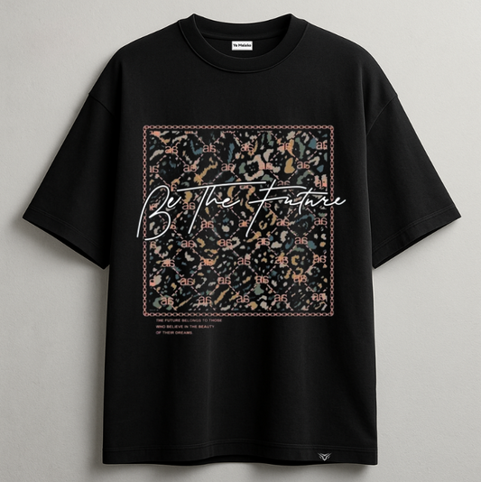 Oversized Black Graphic Print Unisex Tee-DP-017-BL