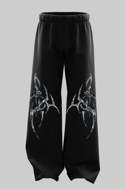 Jet Black Heavyweight Baggy Cotton Bottoms-BT-001-BL