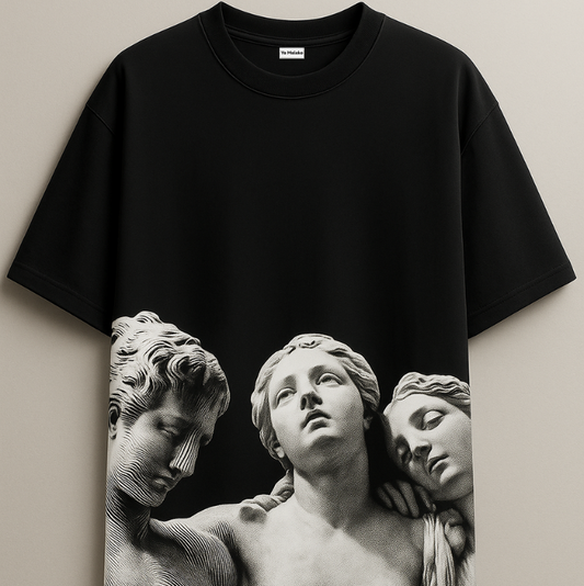 Three Graces Oversized Black Unisex Tee-DP-001-BL