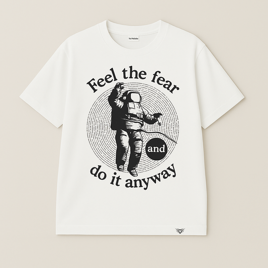 Feel the Fear Oversized White T-Shirt-SP-006-WH