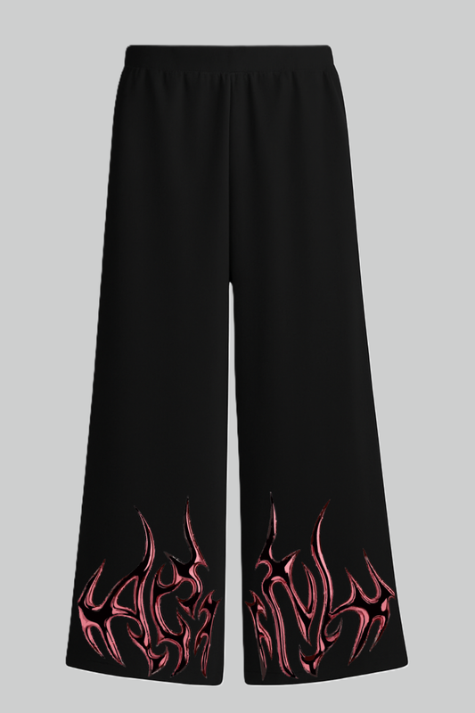Jet Black Heavyweight Baggy Cotton Bottoms-BT-007-BL