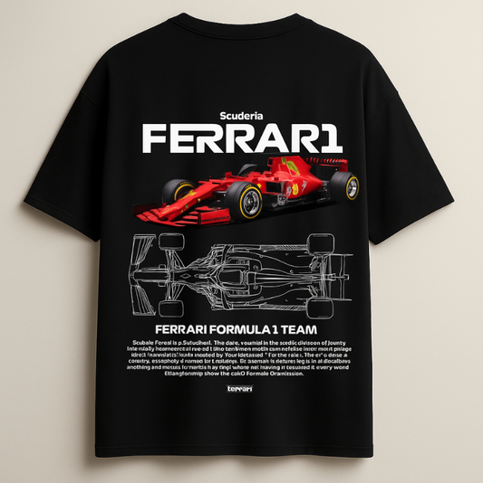 Ferrari Oversized Black Tee-DP-015-BL