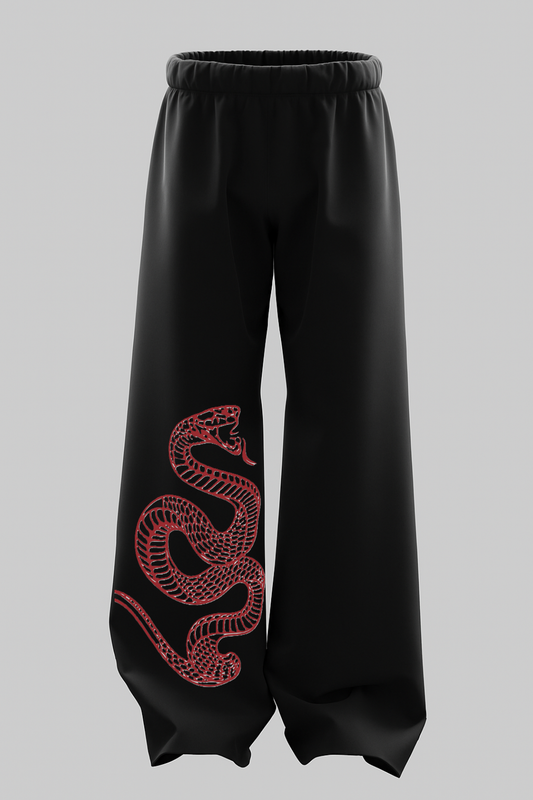 Jet Black Heavyweight Baggy Cotton Bottoms-BT-009-BL