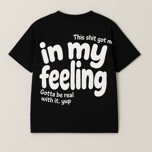 In My Feelings Black Oversized Tee-PP-003-BL