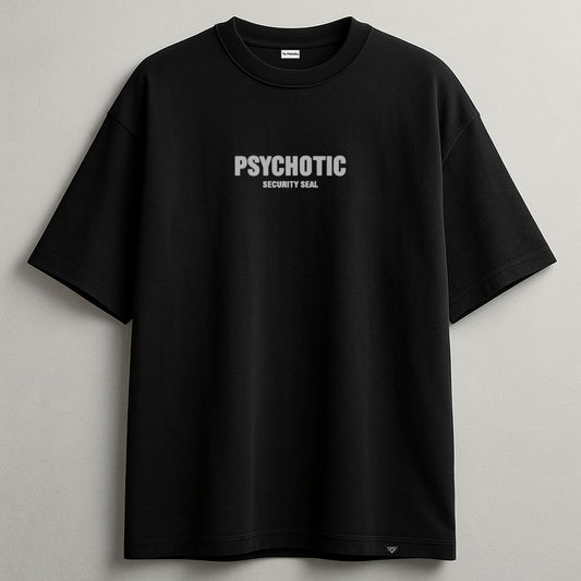 Psychotic Oversized Black Tee-DP-044-BL