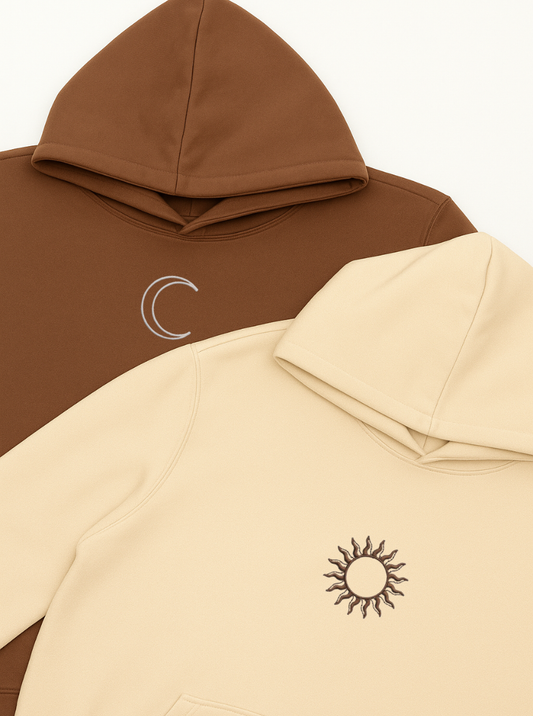 Sun & Moon Embroidered Hoodie & Sweatshirt Combo-EM-0010