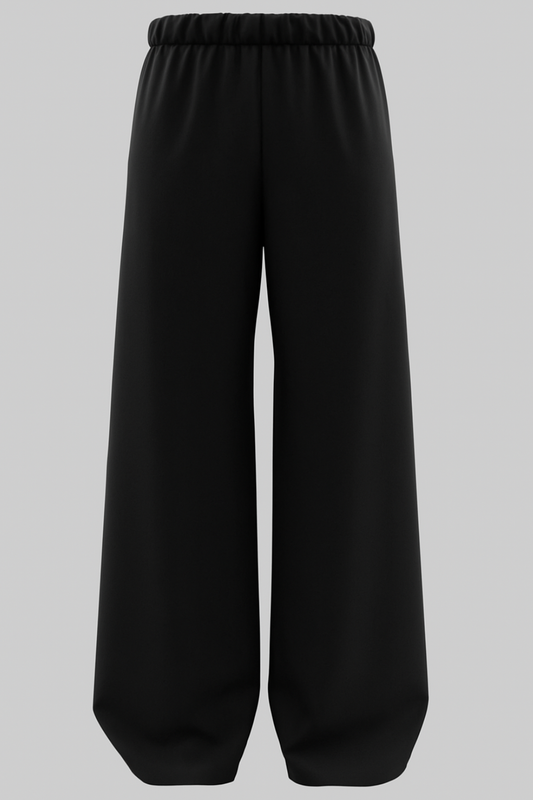 Jet Black Heavyweight Baggy Cotton Bottoms-BT-0010-BL