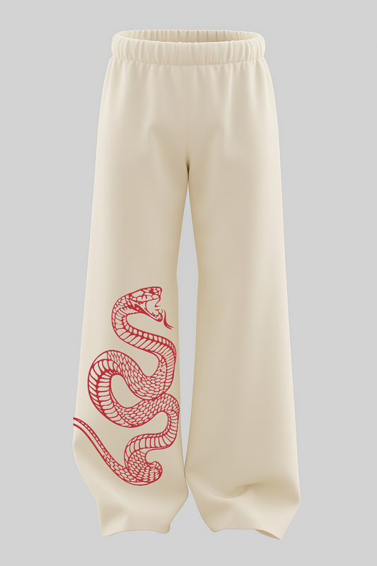Off White Heavyweight Baggy Cotton Bottoms-BT-007-WH