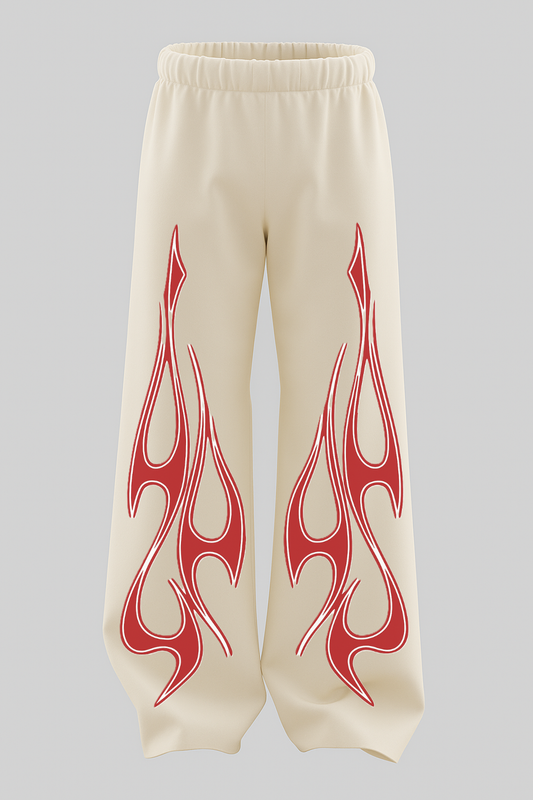 Off White Heavyweight Baggy Cotton Bottoms-BT-008-WH