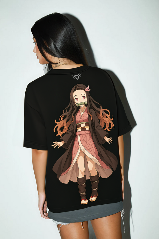Nezuko Kamado Oversized Black T-Shirt for Women-DP-022-BL