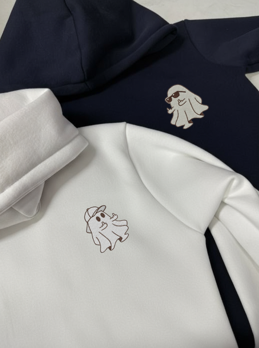 Cute Ghost Embroidered Hoodie & Sweatshirt Combo-EM-002