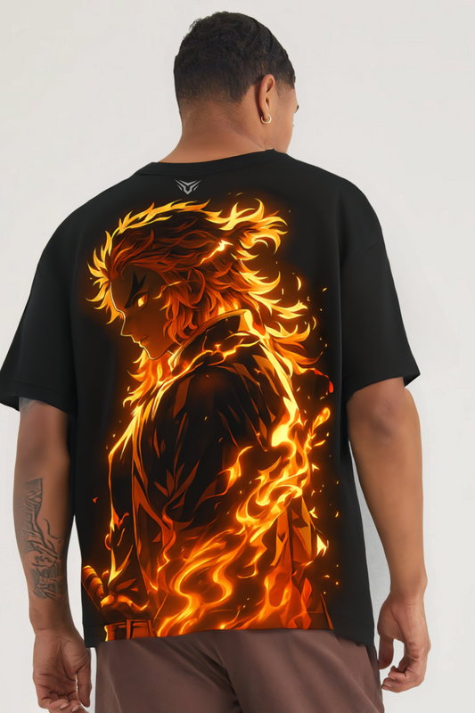 Kyōjurō Rengoku Oversized Black Tee-DP-020-BL
