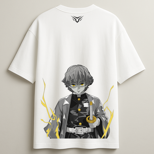Zenitsu Agatsuma Black Oversized Tee-DP-043-WH
