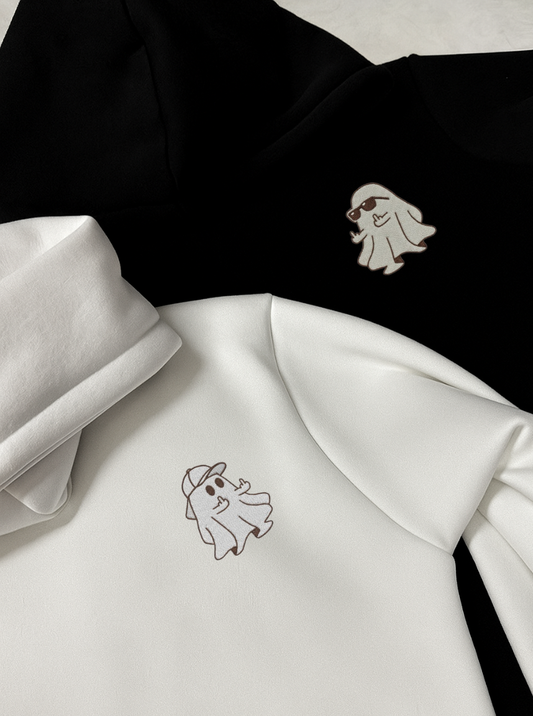 Cute Ghost Embroidered Hoodie & Sweatshirt Combo-EM-002