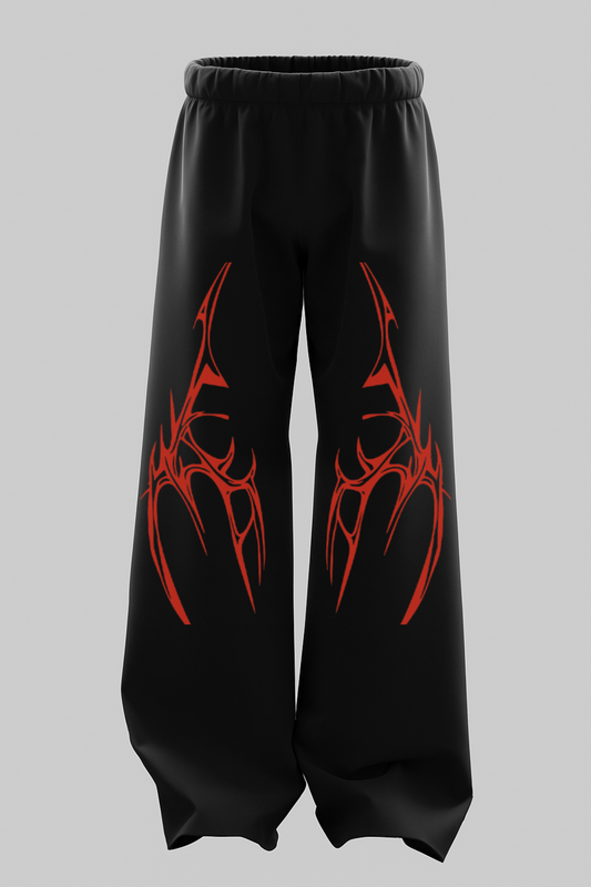 Jet Black Heavyweight Baggy Cotton Bottoms-BT-002-BL