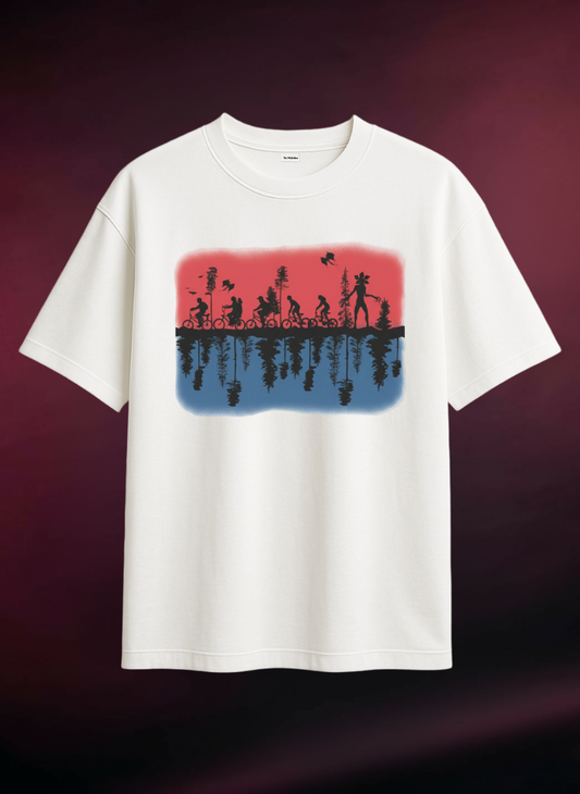 Stranger Things Oversized Black Tee-DP-065-WH