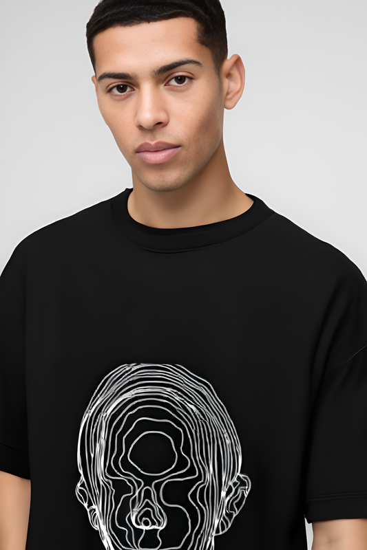 llusion Face Oversized Unisex Black Tee-SP-002-BL