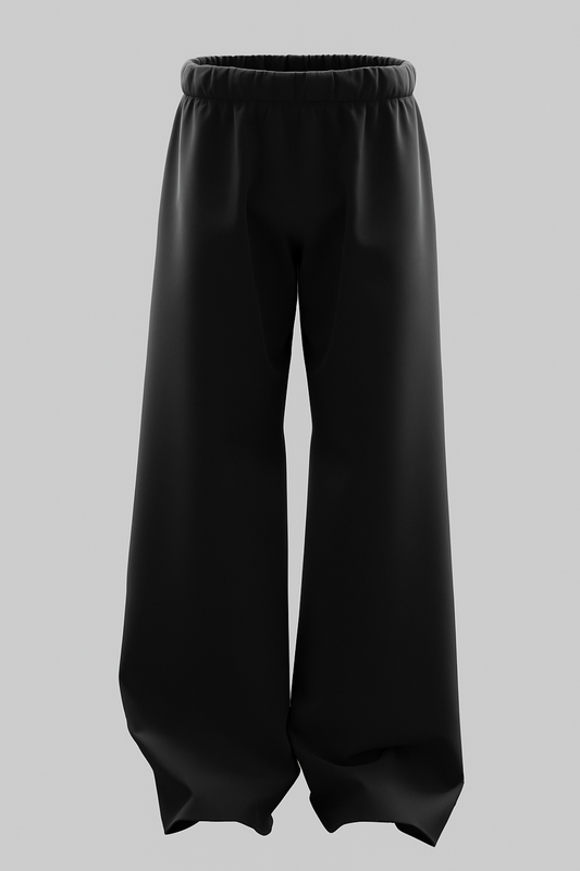 Jet Black Heavyweight Baggy Cotton Bottoms-PL-001-BL